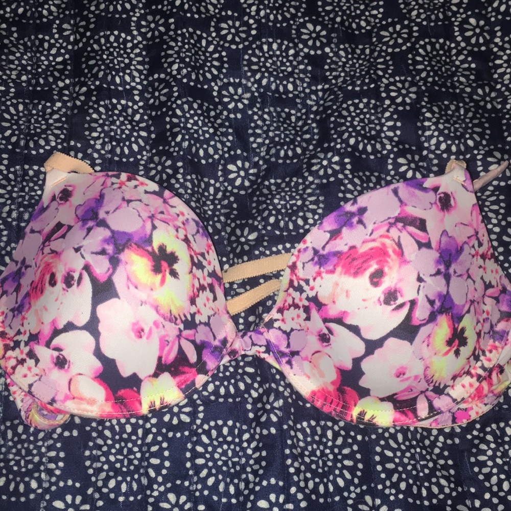 Floral Pink Lightly Lined Bra